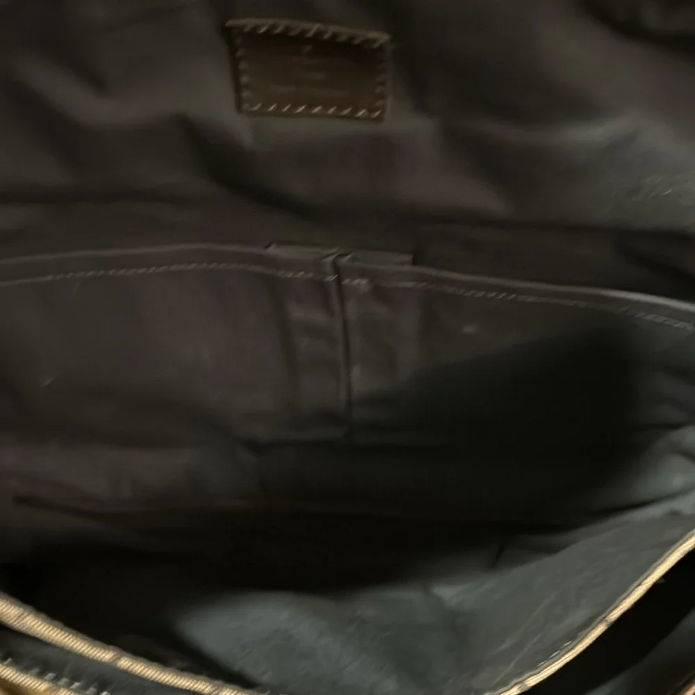 Louis Vuitton Gray Monogram Messenger Bag with Dark Leather Straps